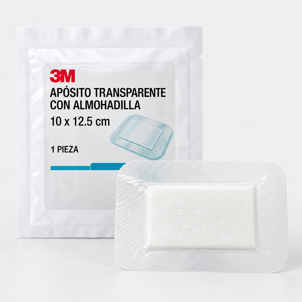 Apósito transparente estéril con cojín absorbente