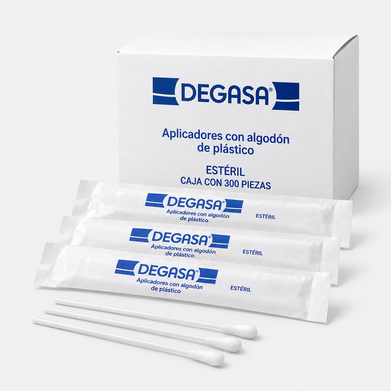 Aplicadores de plástico con algodón estériles