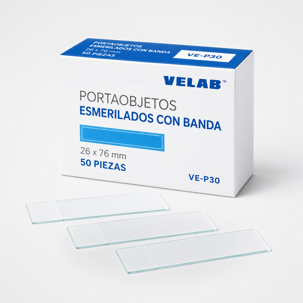 Portaobjetos esmerilado con banda