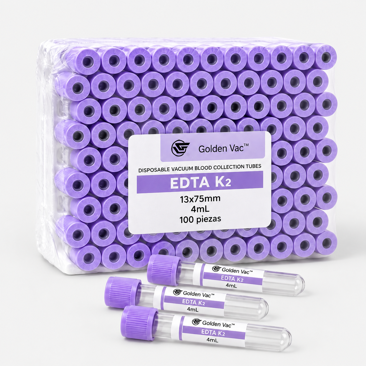 Tubo Vacutainer tapón lila con EDTA-K2