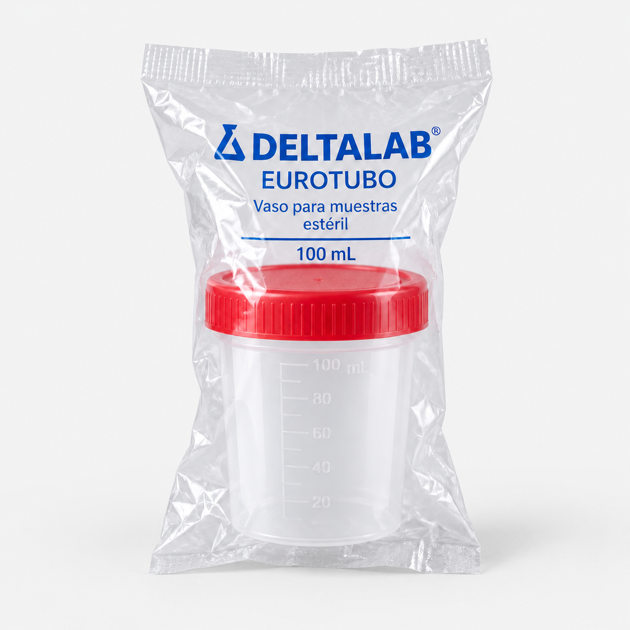 Vaso recolector estéril tapa roja