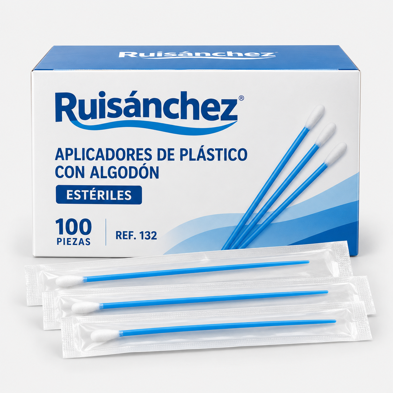 Aplicador de plástico con algodón estéril