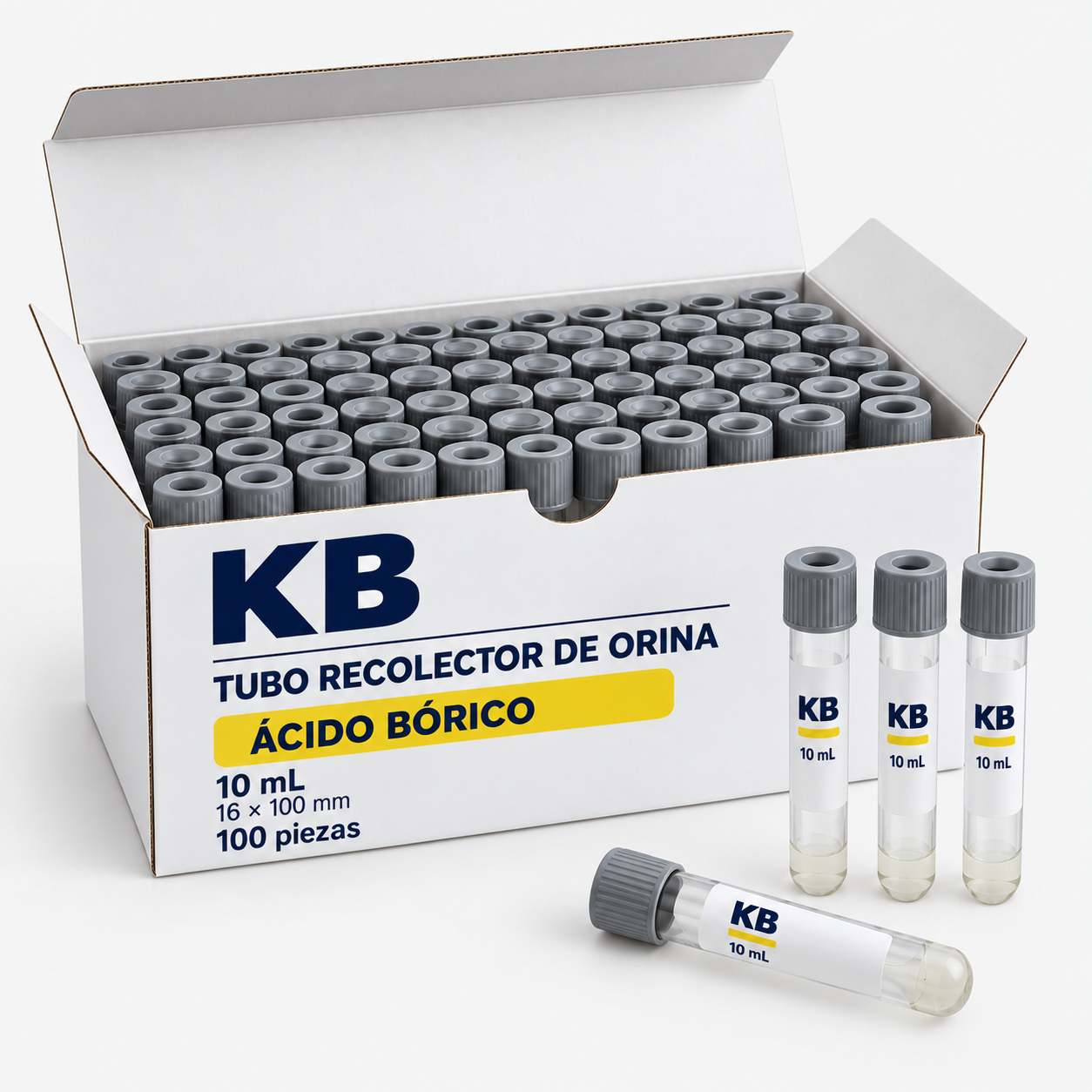 Tubo recolector de orina tapón gris con conservador (ácido bórico)